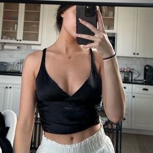 ZARA Black silk crop top